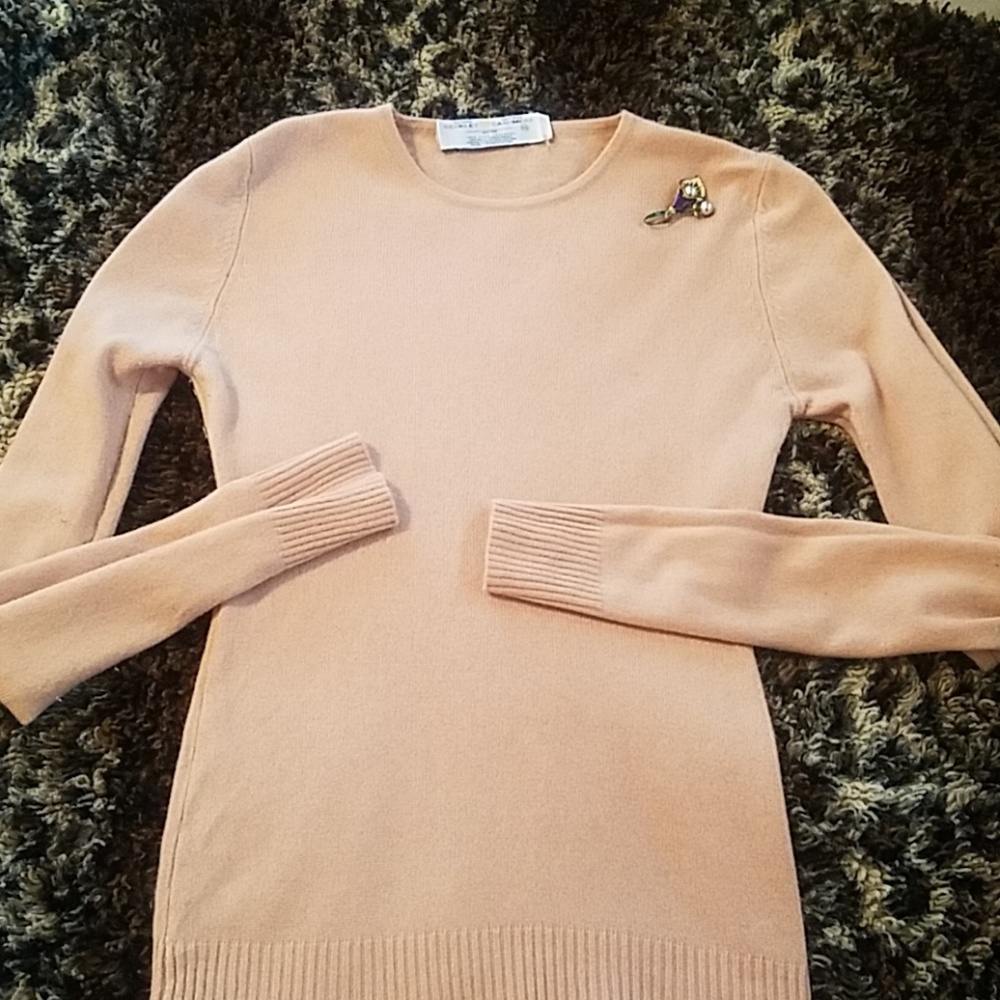 100% PURE CASHMERE soft peach colored sweater